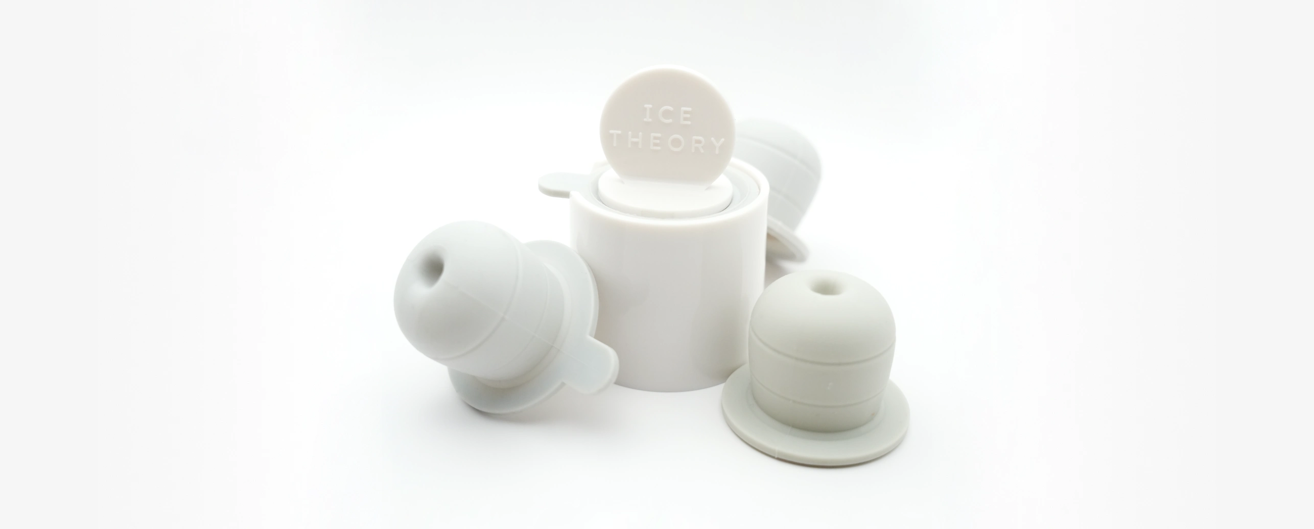 Set of silicone ice facial applicators on a white background